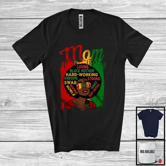 MacnyStore - Mom Loving Black Mother, Wonderful Mother's Day Juneteenth Afro Flag Women, African Pride T-Shirt
