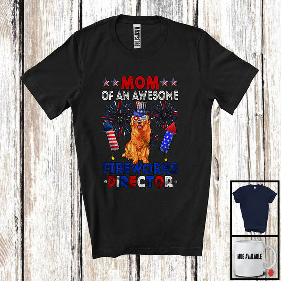 MacnyStore - Mom Of An Awesome Fireworks Director, Lovely 4th Of July Golden Retriever, Fireworks Patriotic T-Shirt