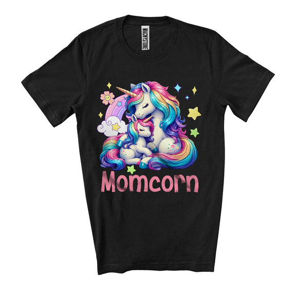 MacnyStore - Momcorn, Adorable Mother's Day Mom And Baby Cute Unicorn Lover, Matching Family Group T-Shirt
