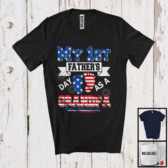 MacnyStore - My 1st Father's Day As A Brother, Proud 4th of July Pregnancy Announcement, American Flag Family T-Shirt