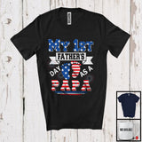 MacnyStore - My 1st Father's Day As A Papa, Proud 4th of July Pregnancy Announcement, American Flag Family T-Shirt