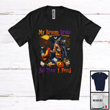MacnyStore - My Broom Broke So Now I Feed, Humorous Halloween Chicken Witch Farmer Lover, Family Group T-Shirt
