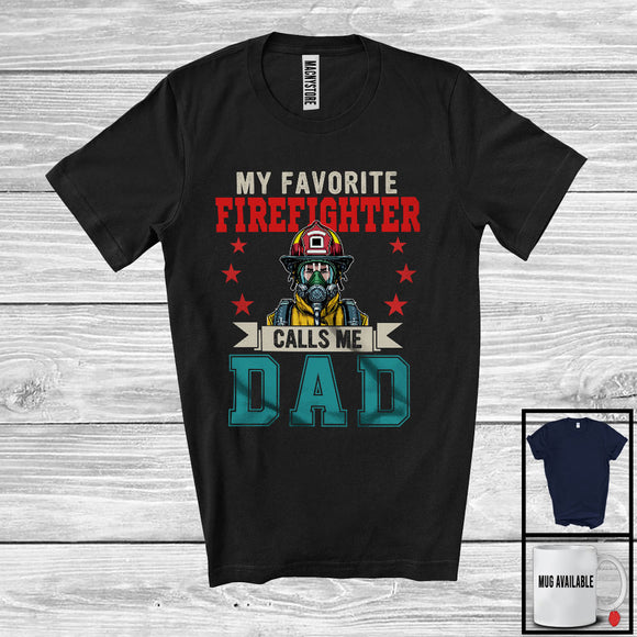 MacnyStore - My Favorite Firefighter Calls Me Dad, Amazing Father's Day Vintage, Daddy Family Group T-Shirt