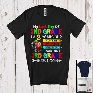 MacnyStore - My Last Day 2nd Grade 7 Years Old, Colorful Last Day School Summer Vacation, Student Group T-Shirt