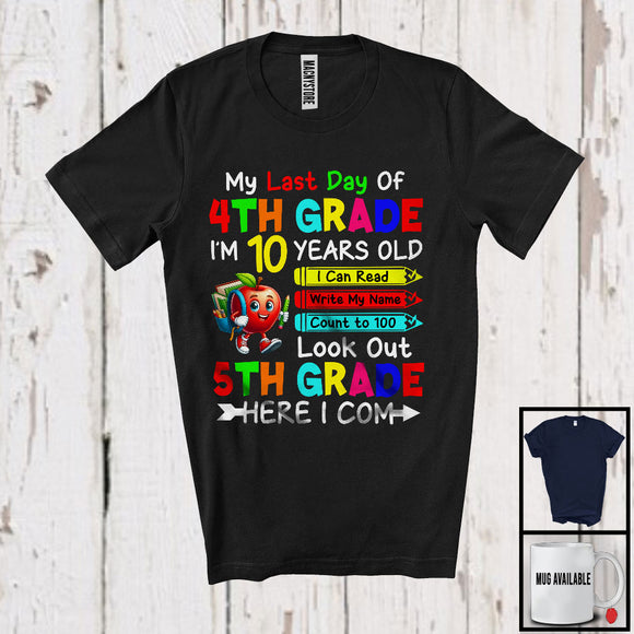 MacnyStore - My Last Day 4th Grade 7 Years Old, Colorful Last Day School Summer Vacation, Student Group T-Shirt