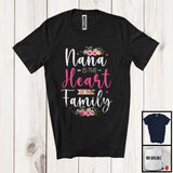 MacnyStore - Nana Is The Heart Of The Family, Amazing Mother's Day Flowers, Matching Nana Family Group T-Shirt