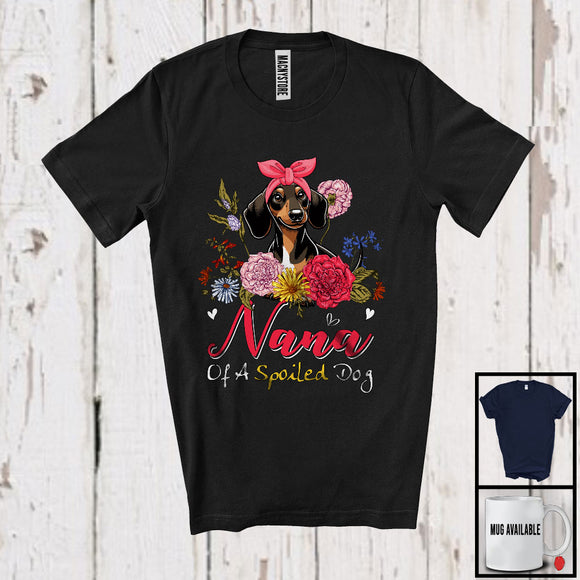 MacnyStore - Nana Of A Spoiled Dog, Floral Mother's Day Flowers Matching Dachshund Lover, Family Group T-Shirt