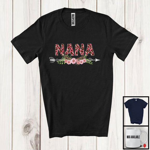 MacnyStore - Nana, Adorable Mother's Day Pink Leopard Flowers Lover, Matching Family Group T-Shirt