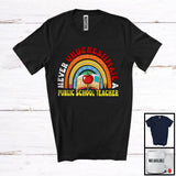 MacnyStore - Never Underestimate A Public School Teacher; Proud Teacher Appreciation Pencil Rainbow; Family T-Shirt