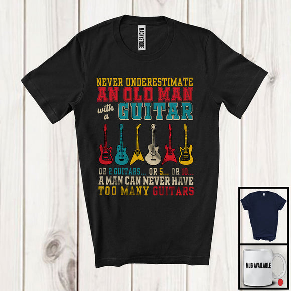 MacnyStore - Never Underestimate An Old Man With A Guitar, Cool Vintage Guitarist, Guitar Player Lover T-Shirt