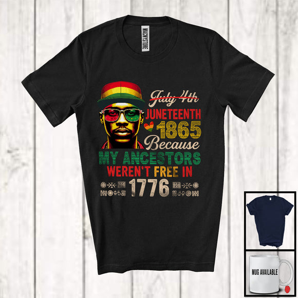 MacnyStore - Not July 4th Juneteenth 1865, Proud Black African American Men Glasses, Afro Family Group T-Shirt