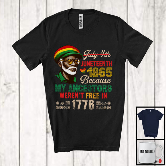 MacnyStore - Not July 4th Juneteenth 1865, Proud Black African American Old Men Glasses, Afro Family Group T-Shirt