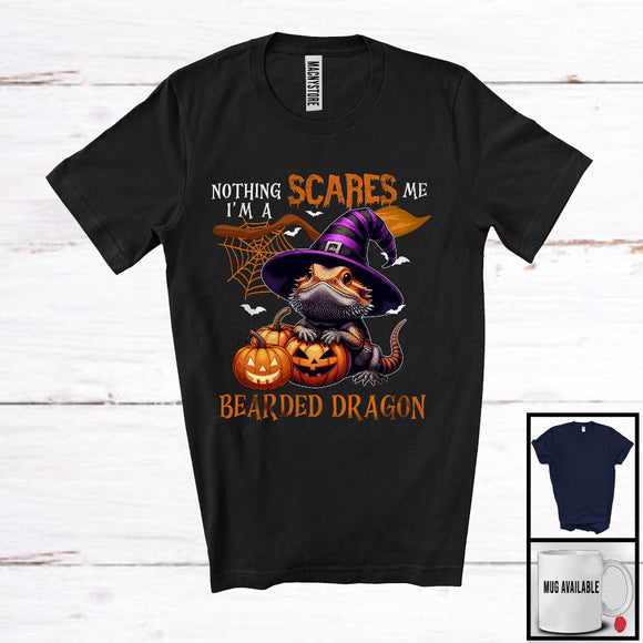 MacnyStore - Nothing Scares Me I'm A Bearded Dragon, Lovely Halloween Bearded Dragon Witch, Matching Wild Animal Lover T-Shirt