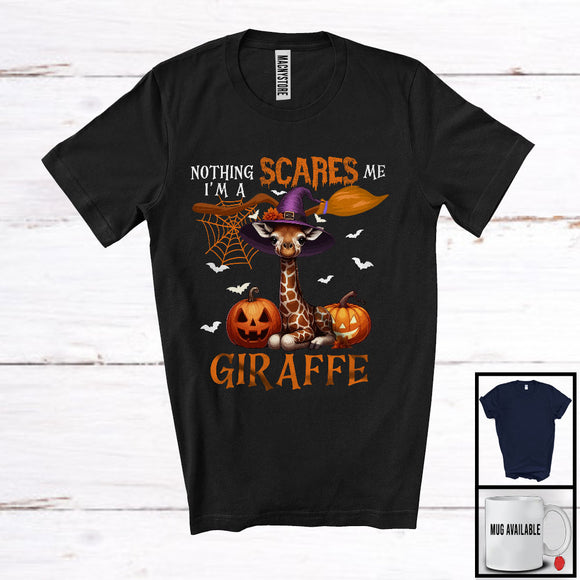 MacnyStore - Nothing Scares Me I'm A Giraffe, Lovely Halloween Giraffe Witch, Matching Wild Animal Lover T-Shirt