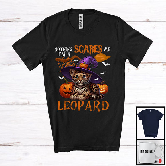 MacnyStore - Nothing Scares Me I'm A Leopard, Lovely Halloween Leopard Witch, Matching Wild Animal Lover T-Shirt