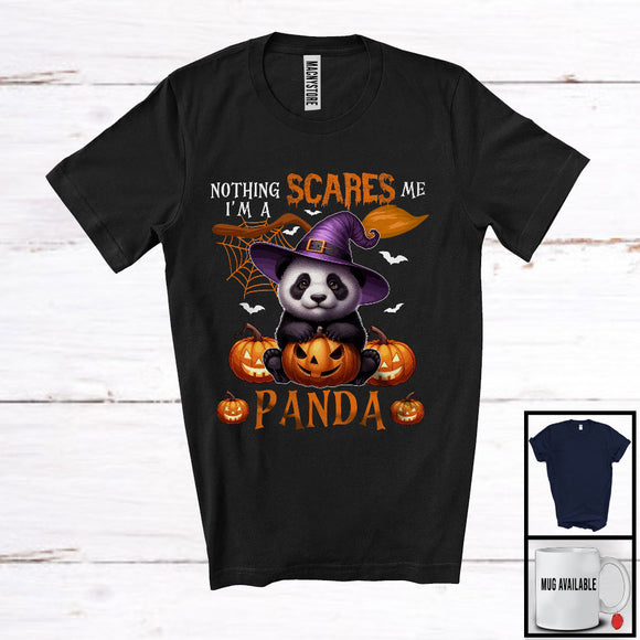 MacnyStore - Nothing Scares Me I'm A Panda, Lovely Halloween Panda Witch, Matching Wild Animal Lover T-Shirt