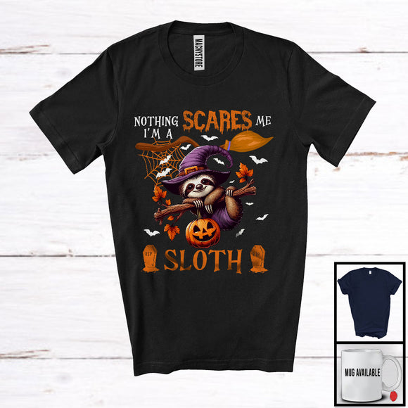 MacnyStore - Nothing Scares Me I'm A Sloth, Lovely Halloween Sloth Witch, Matching Wild Animal Lover T-Shirt