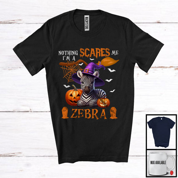 MacnyStore - Nothing Scares Me I'm A Zebra, Lovely Halloween Zebra Witch, Matching Wild Animal Lover T-Shirt