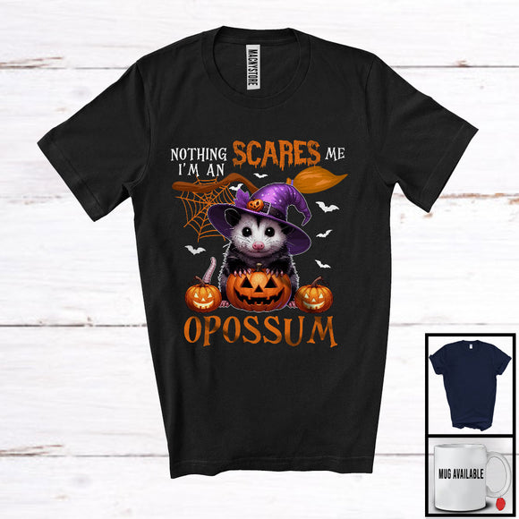 MacnyStore - Nothing Scares Me I'm An Opossum, Lovely Halloween Opossum Witch, Matching Wild Animal Lover T-Shirt