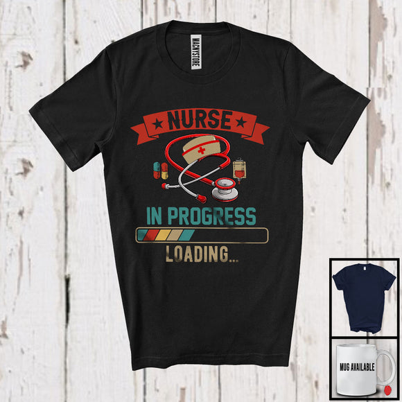 MacnyStore - Nurse In Progress Loading, Humorous Father's Day Mother's Day Vintage, Family Group T-Shirt