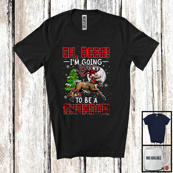 MacnyStore - Oh Deer I'm Going To Be A Grandma; Amazing Christmas Plaid Reindeer Santa; Pregnancy Family T-Shirt