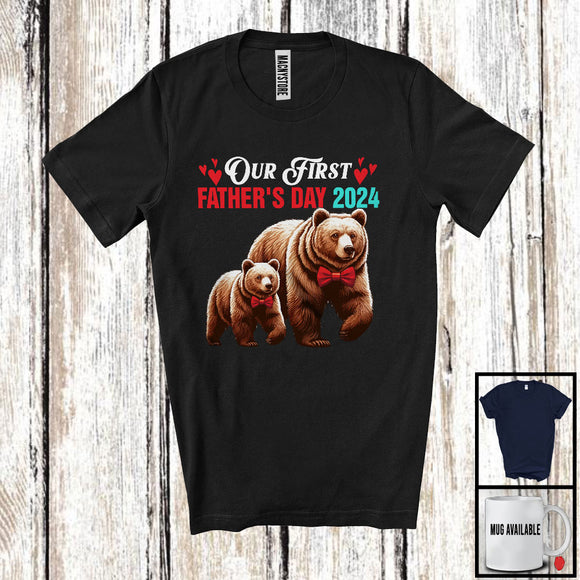 MacnyStore - Our First Father's Day 2024, Adorable Father's Day Daddy Baby Bear Lover, Dad Family T-Shirt