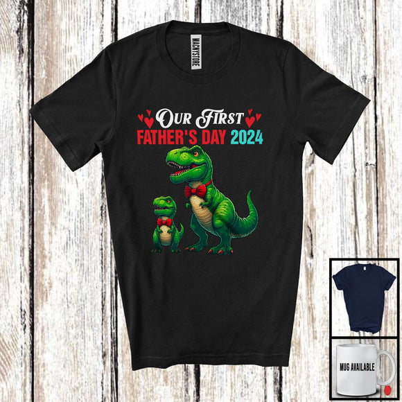 MacnyStore - Our First Father's Day 2024, Adorable Father's Day Daddy Baby T-Rex Lover, Dad Family T-Shirt