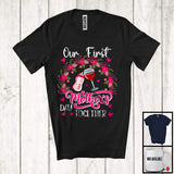 MacnyStore - Our First Mother's Day Together, Adorable Flowers Wine Milk, New Mom Family Group Drinking T-Shirt