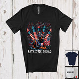 MacnyStore - Patriotic Squad, Adorable 4th Of July Dobermann Owner Firecrackers, American Flag Fireworks T-Shirt