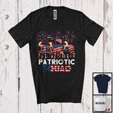 MacnyStore - Patriotic Squad, Awesome 4th Of July Three Cow Farmer, American Flag Fireworks Family Group T-Shirt