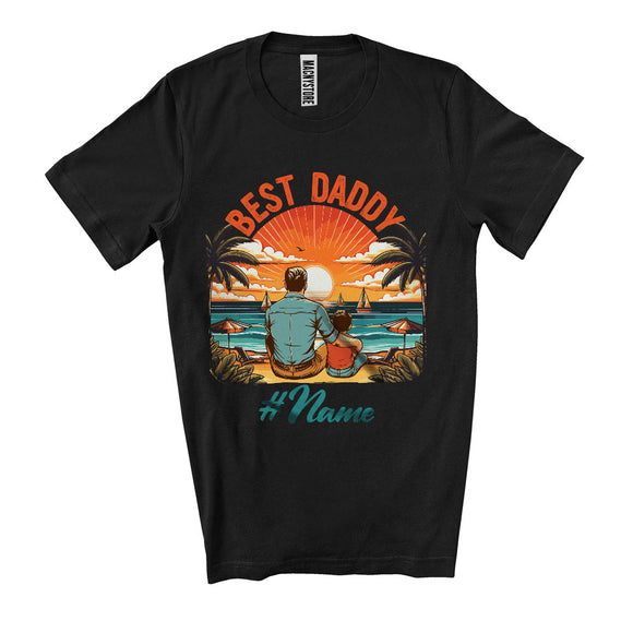 MacnyStore -  Personalize Custom Name Best Daddy, Awesome Father's Day Sunset, Daddy Son Family T-Shirt