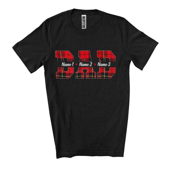 MacnyStore -  Personalize Custom Name Dad, Amazing Father's Day Red Plaid, Matching Family Group T-Shirt