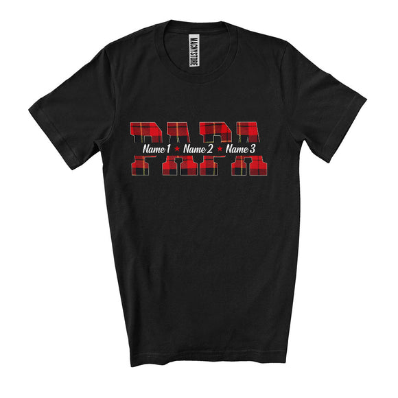 MacnyStore -  Personalize Custom Name Papa, Amazing Father's Day Red Plaid, Matching Family Group T-Shirt