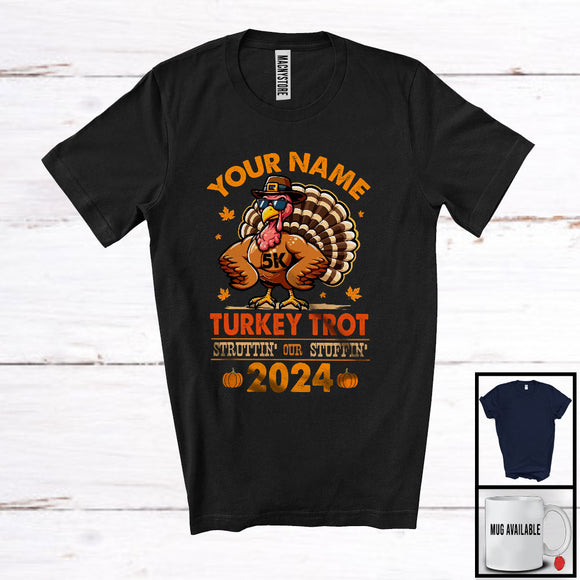 MacnyStore - Personalize Custom Name Turkey Trot 2024; Humorous Thanksgiving Turkey; Runner Running T-Shirt