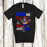 MacnyStore - Personalized Feral But Free for Red White & Bear; Humorous 4th of July Bear Patriotic Animal Lover T-Shirt
