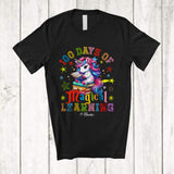 MacnyStore - Personalized 100 Days Of Magical Learning; Amazing Custom Name Unicorn Reading Book T-Shirt