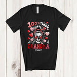 MacnyStore - Personalized 100% Tired as A Grandma; Humorous Mother's Day Custom Name Messy Bun Hair Skull T-Shirt