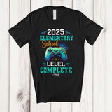 MacnyStore - Personalized 2025 Elementary School Complete; Joyful Graduation Summer Custom Name Gamer T-Shirt