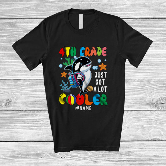 MacnyStore - Personalized 4th Grade A Lot Cooler; Lovely Back To School Orca; Custom Name Students Teacher T-Shirt