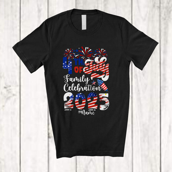 MacnyStore - Personalized 4th Of July Family Celebration 2025; Proud Custom Name US Flag Family; Patriotic T-Shirt