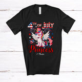 MacnyStore - Personalized 4th Of July Princess; Lovely Custom Name Unicorn Sunglasses; Custom Name Girls Family T-Shirt