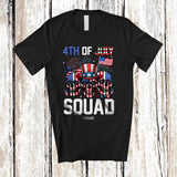 MacnyStore - Personalized 4th Of July Squad; Awesome Three American Flag Skulls; Custom Name Patriotic T-Shirt