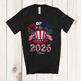 MacnyStore - Personalized 4th of July 2026; Joyful Custom Name US Flag Patriotic; Uncle Sam Hat Family T-Shirt