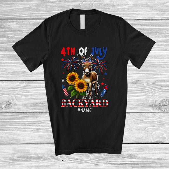 MacnyStore - Personalized 4th of July Backyard; Lovely Custom Name Donkey Farmer Patriotic; Farm Animal T-Shirt