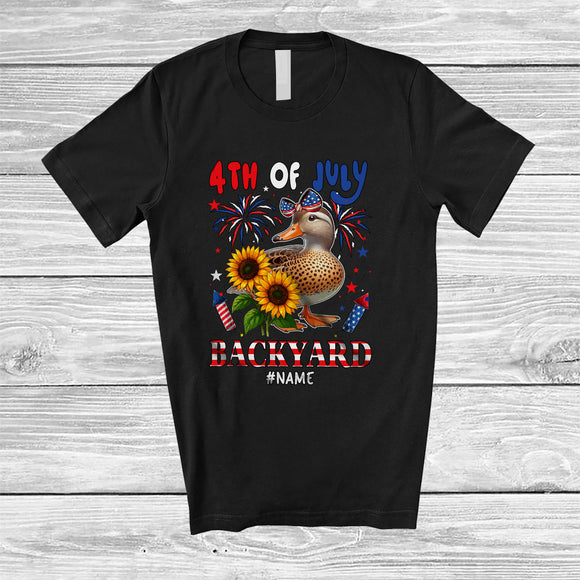 MacnyStore - Personalized 4th of July Backyard; Lovely Custom Name Duck Farmer Patriotic; Farm Animal T-Shirt