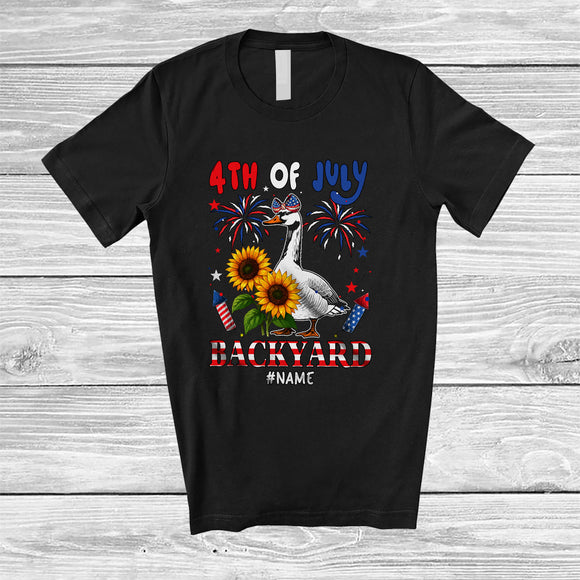 MacnyStore - Personalized 4th of July Backyard; Lovely Custom Name Goose Farmer Patriotic; Farm Animal T-Shirt