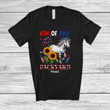MacnyStore - Personalized 4th of July Backyard; Lovely Custom Name Horse Farmer Patriotic; Farm Animal T-Shirt