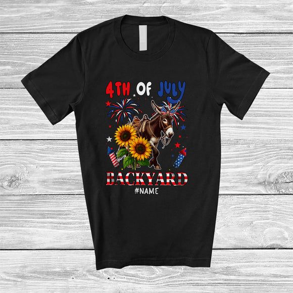 MacnyStore - Personalized 4th of July Backyard; Lovely Custom Name Mule Farmer Patriotic; Farm Animal T-Shirt