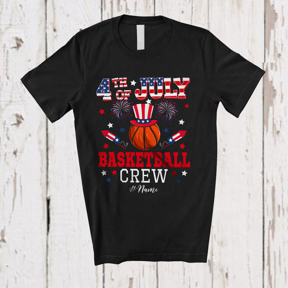 MacnyStore - Personalized 4th of July Basketball Crew; Joyful Custom Name Patriotic Basketball Equipment T-Shirt