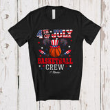 MacnyStore - Personalized 4th of July Basketball Crew; Joyful Custom Name Patriotic Basketball Equipment T-Shirt